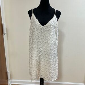 White Textured Sleeveless Dress